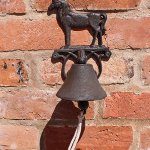 Rustic Cast Iron Wall Bell, Horse