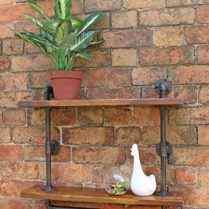 Industrial Pipe Wall Shelf with 2 Shelves