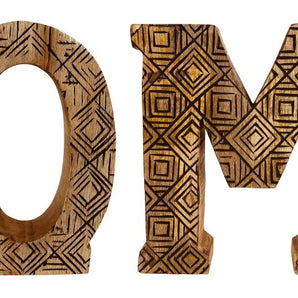 Hand Carved Wooden Geometric Letters Home