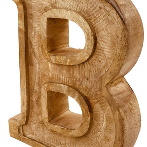 Hand Carved Wooden Embossed Letter B