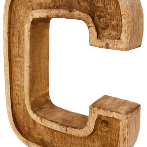 Hand Carved Wooden Embossed Letter C