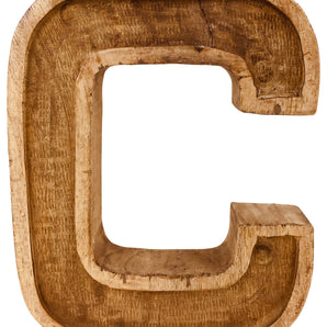 Hand Carved Wooden Embossed Letter C