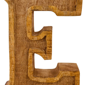 Hand Carved Wooden Embossed Letter E