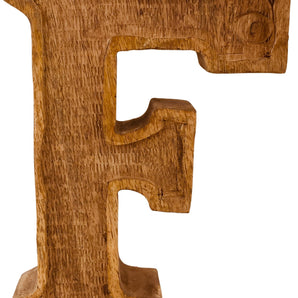 Hand Carved Wooden Embossed Letter F