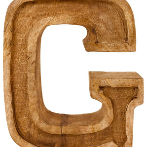 Hand Carved Wooden Embossed Letter G