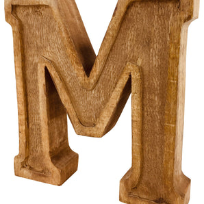 Hand Carved Wooden Embossed Letter M