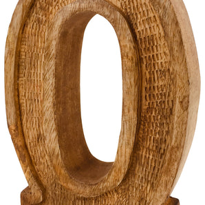 Hand Carved Wooden Embossed Letter O