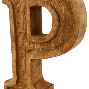 Hand Carved Wooden Embossed Letter P