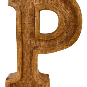 Hand Carved Wooden Embossed Letter P