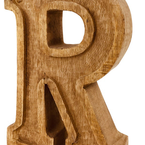 Hand Carved Wooden Embossed Letter R