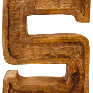 Hand Carved Wooden Embossed Letter S