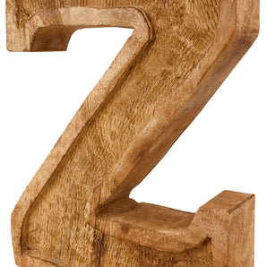 Hand Carved Wooden Embossed Letter Z