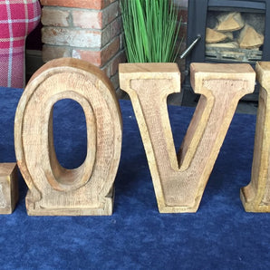 Hand Carved Wooden Embossed Letters Love