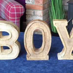 Hand Carved Wooden Embossed Letters Boy