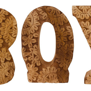 Hand Carved Wooden Flower Letters Boy