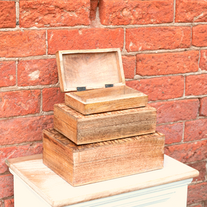 Bamboo Carved Boxes Set of Three