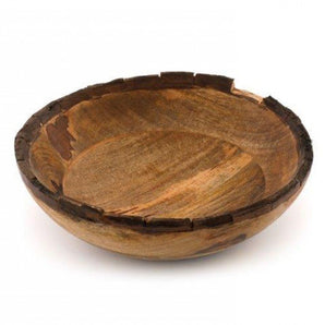 Wooden Bowl With Bark Edge 25cm