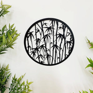 Natural Interiors Black Metal Bamboo Wall Decor