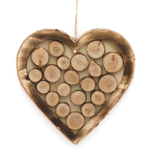 Wooden Hanging Heart With Burnt Effect 33cm