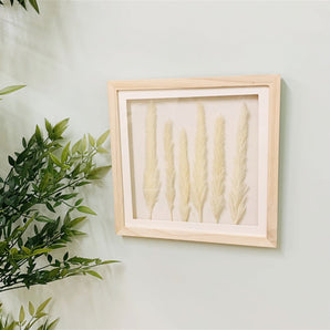 White Pampas In Square Frame 31cm