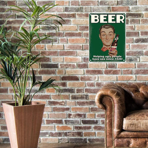 Large Metal Sign 60 x 49.5cm Funny Beer