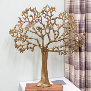 Antique Gold Tree On Wooden Base 62cm