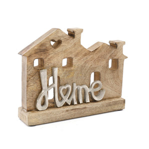 Wooden & Silver House Ornament 26cm