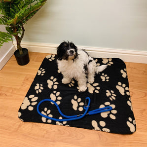 Black Paw Print Fleece Throw 80cm