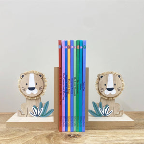 Set of Two Wooden Lion Bookends