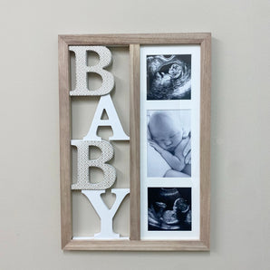 Baby Three Photograph Wooden Frame 43cm