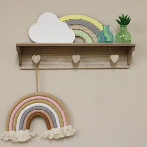 Rainbow and Cloud Shelf with Hooks