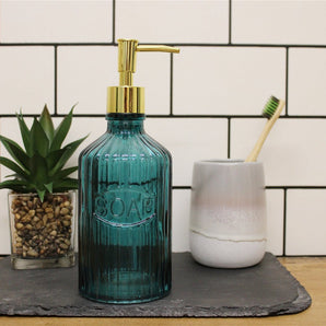 Blue Glass Soap Dispenser