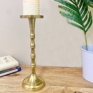 Gold Pillar Candlestick Large