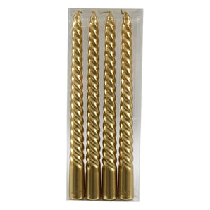 Set of Four Gold Twist Taper Candles