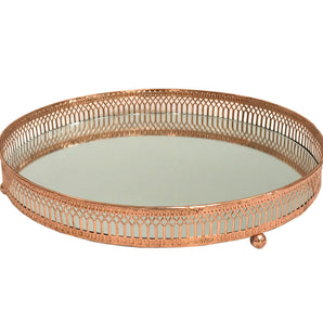 Copper Coloured Mirror Candle Plate