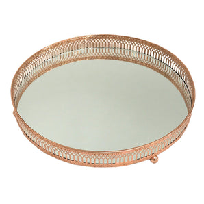 Copper Coloured Mirror Candle Plate