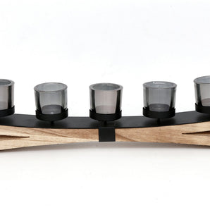 Metal Tealight Holder On Wooden Base 54cm