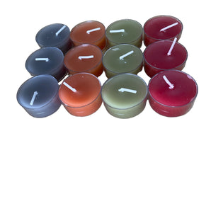 Multi Coloured Patterned Scented Tea Light Candles, Pack of 12