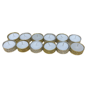 Silver and Gold Heart Pattern Tea Light Candles, Pack of 12