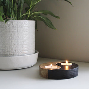 Yin and Yang Wooden Tealight Holders