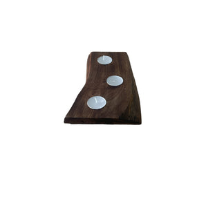 Short Mango Wood 3 Tea Light Holder 25cm