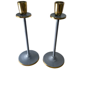 Glossy Grey Irina Candlestick, Set of 2, 26cm