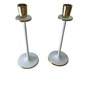 Glossy White Irina Candlestick, Set of 2, 26cm