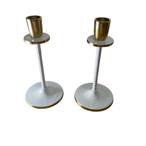 Glossy White Irina Candlestick, Set of 2, 20cm