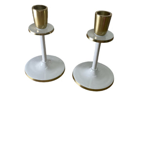 Glossy White Irina Candlestick, Set of 2, 15cm