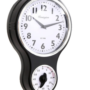 Black Kensington Wall Clock With Timer