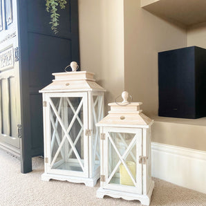 Set Of Two Wooden Lanterns