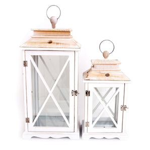 Set Of Two Wooden Lanterns