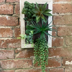 Artificial Succulents In Wooden Frame