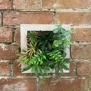 Artificial Succulents In Square Wooden Frame